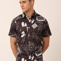 Jainish Black Regular Fit Printed Cotton Shirt-image-62