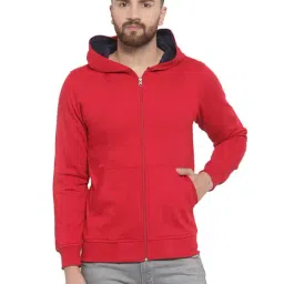 Kalt Red Regular Fit Hooded SweatShirt-46
