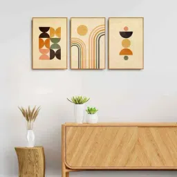 999Store Brown Canvas Wall Painting Panel With Fibre Frame - Set of 3-12