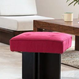 Artisans Rose Flat Tufted Pink Canvas Pouffe-image-43