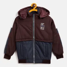 Duke Kids Wine & Navy Color Block Full Sleeves Jacket-image-91