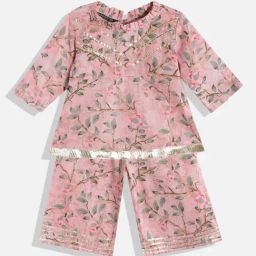 READIPRINT FASHIONS Kids Pink Floral Print Kurta With Plazzos-image-41