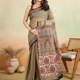 SHANVIKA Ethnic Motifs Printed Pure Cotton Saree-picture-48