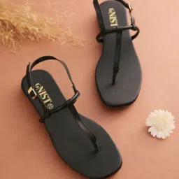 GNIST Women's Black Back Strap Sandals-image-5
