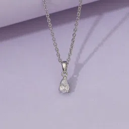 925 Silver 0.5 Ct Pear American Diamond Solitaire Pendant with 18-inch Chain for Women & Girls-image-35