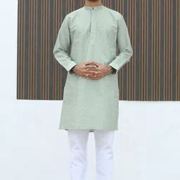 KRAFT INDIA Men Ethnic Motifs Embroidered Regular Sequinned Kurta Set-11