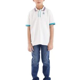 Rare Ones Boys White Cotton Embroidery Polo T-Shirt-image-54