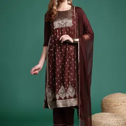 Sangria Woven Design Straight Festive Kurta Set-picture-25