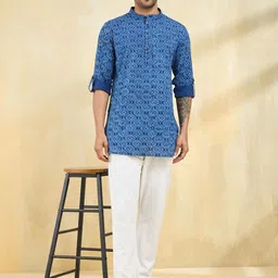 Fabindia Men Ethnic Motifs Printed Thread Work Kurta-picture-13