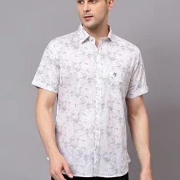 Cantabil Grey Regular Fit Printed Shirt-image-6