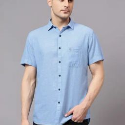 Cantabil Blue Regular Fit Striped Shirt-image-37