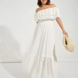 Styli Women Off Shoulder Tiered Maxi Length Dress-picture-24