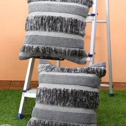 Romee Grey Cotton Stripes Cushion Covers-image-78