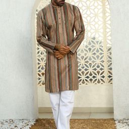 KRAFT INDIA Men Striped Regular Kurta with Pyjamas-picture-15