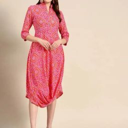Mabish By Sonal Jain Pink Printed A-Line Dress-image-59