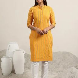 Libas Mustard Striped Kurta-image-36