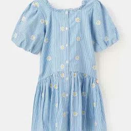 Angel & Rocket Kids Blue Cotton Embroidered Dress-picture-13