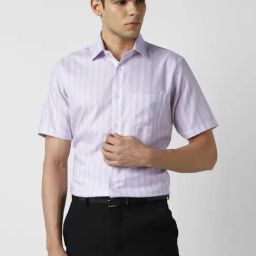 Van Heusen Purple Regular Fit Stripes Casual Shirt-image-74