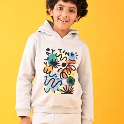 Anthrilo Boys Cream Printed Full Sleeves Hoodie-image-10