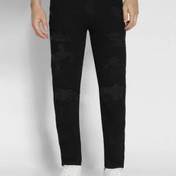 American Eagle Black Regular Fit Distressed Jeans-image-44