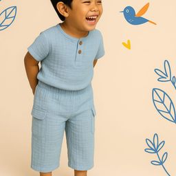 Moms Home Kids Organic Muslin Cotton T-Shirt & Pyjamas Clothing Set-image-67