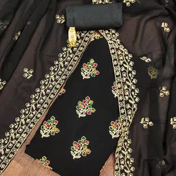 SHADOW & SAINING Embroidered Silk Georgette Unstitched Dress Material-image-44