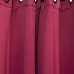 BIANCA Satin Curtain - Blocks 99% Sunlight & Reduces Noise [Eyelet Pattern] -2pc 5 Feet-plain-maroon image 2
