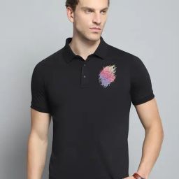 Monte Carlo Black Regular Fit Printed Polo T-Shirt-picture-3