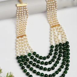 NVR Handcrafted Green Statement Classic Necklace-image-18