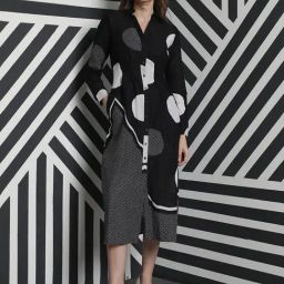 RAREISM Black Cotton Printed Long Sleeves Dress-image-69