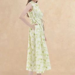 RAREISM Green Cotton Printed Sleeveless Dress-image-93