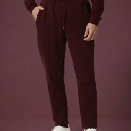 Rare Rabbit Maroon Relaxed Fit Solid Trackpants-37