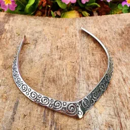 NVR Silver Oxidized Classic Collar Choker Necklace-picture-26