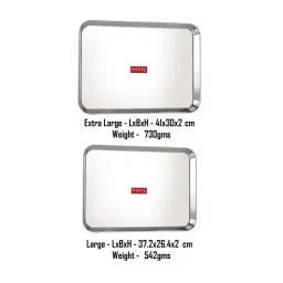 HAZEL Silver Stainless Steel Rectangular Serving Tray - Set of 2 image 5