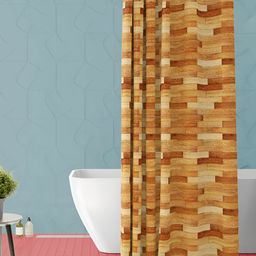 ArtzFolio Brown and Beige Geometric PrintedWaterproof Shower Curtain-image-2