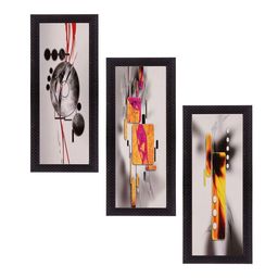 eCraftIndia Multicoloured Set of 3 Abstract UV Wall Art-17