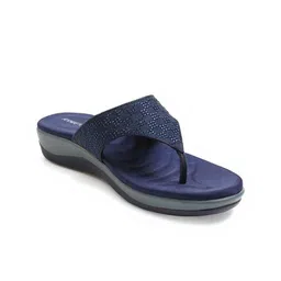 Kneetoes Women Navy Subtle Stone-Work Thong Sandals-image-51