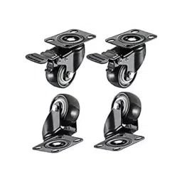 Implemental 4 Pcs Furniture Caster Wheels Lock with 360° Top Plate 2 inch Swivel Polyurethane & Steel Black 4 pcs (Set of 7)-0