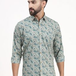 MILLENNIAL MEN Comfort Fit Paisley Printed Cotton Casual Shirt-image-76