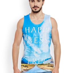 Wear Your Mind Men Blue Printed Round Neck T-shirt-image-65