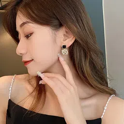 BEYTERStainless Steel Zircon StuddedContemporary Shaped Drop Earrings-28