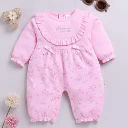 Moms Love Infants Girls Floral Print Pure Cotton Rompers With Ruffle Detail-image-22