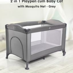 Babyhug Amaze Playpen cum Travel Cot With Mattress & Mosquito Net - Grey-27