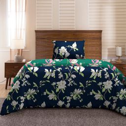 Divine Casa Microfiber Reversible Single Bed AC Duvet Cover with 1 Pillow Cover for Quilt/Comforter/Blanket - Green & Navy Blue-image-41