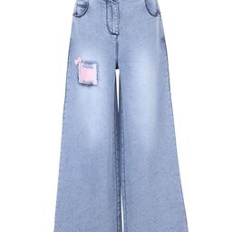 Cutecumber Sequin Patch Embellished Flared Jeans - Blue-image-81