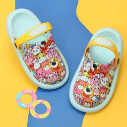 Yellow Bee Baby Animals Printed Slingback Clogs - Aqua Blue-image-14