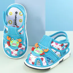 Cute Walk by Babyhug Sandals With Velcro Closure & Crab Applique - Blue-picture-3