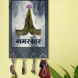 999Store Stylish Wood Wall Mount Decorative Key Holder - Hand Namaskar-picture-29