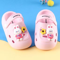 Cute Walk by Babyhug Clogs with Backstrap Bunny Applique - Pink-image-100