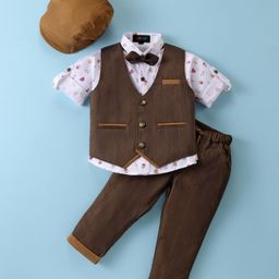 Robo Fry Cotton Lycra Full Sleeves Three Piece Party Suit With Hat - Gold-picture-16